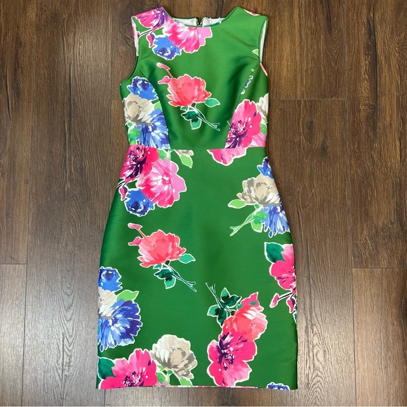 Kate Spade In Full Bloom Green Floral A-Line Shift Dress SZ 0 - Picture 1 of 5